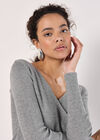Ribbed Knit Sparkle Wrap Jumper, Silver, large