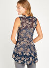 Floral Peplum Top, Navy, large