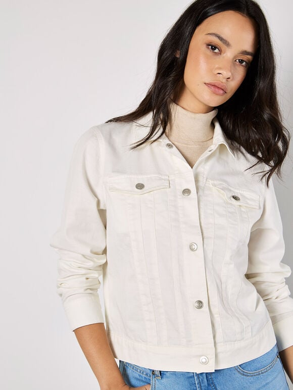 Lightweight Denim Jacket, Cream, large