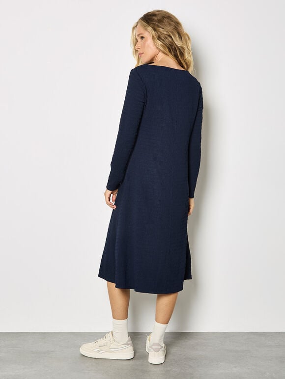 Textured Jersey Midi Dress, Navy, large