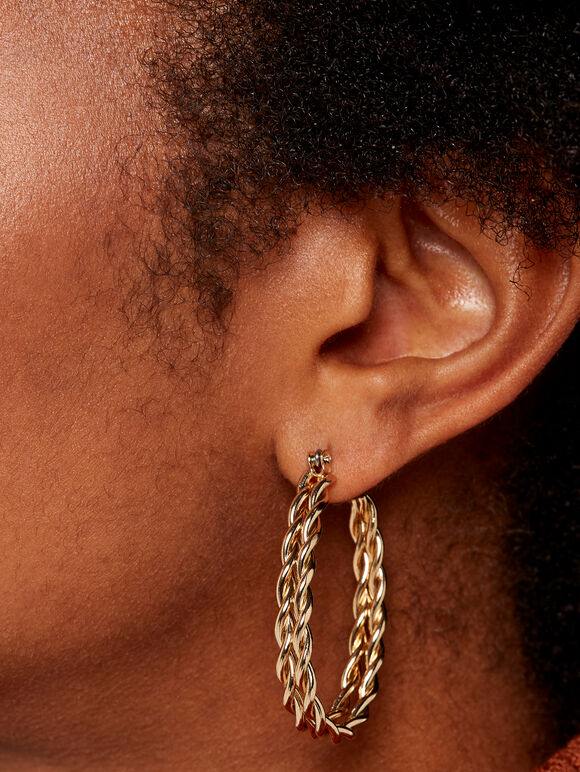  Double Twist Hoop Earrings, Yellow, large