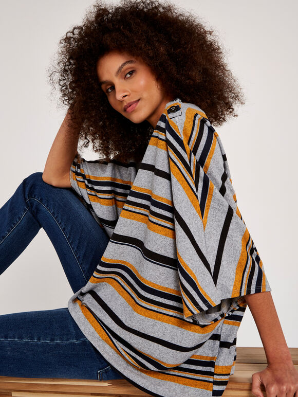 Striped Poncho Top, Mustard, large