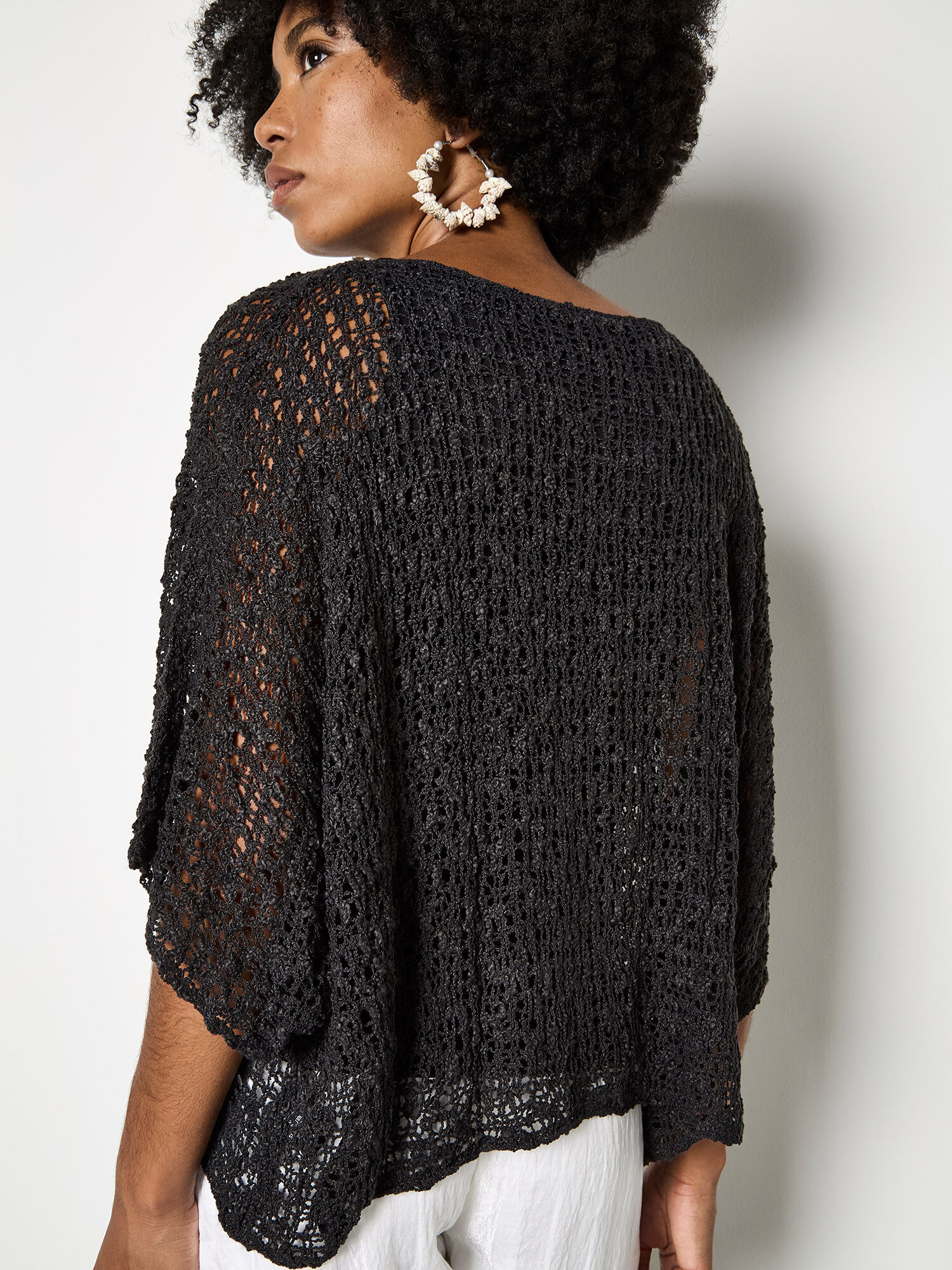 Mesh Popcorn Knit Kaftan Top | Apricot Clothing