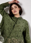 Textured Cotton Floral Crochet Blouse, Khaki, large