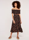 Morris Wildflower Bardot Dress, Black, large