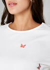 Embroidered Butterfly T-Shirt, Cream, large