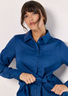 Tie Waist Shirt Mini Dress, Blue, large