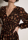 Chiffon Ruffle Paisley Mini Dress, Black, large