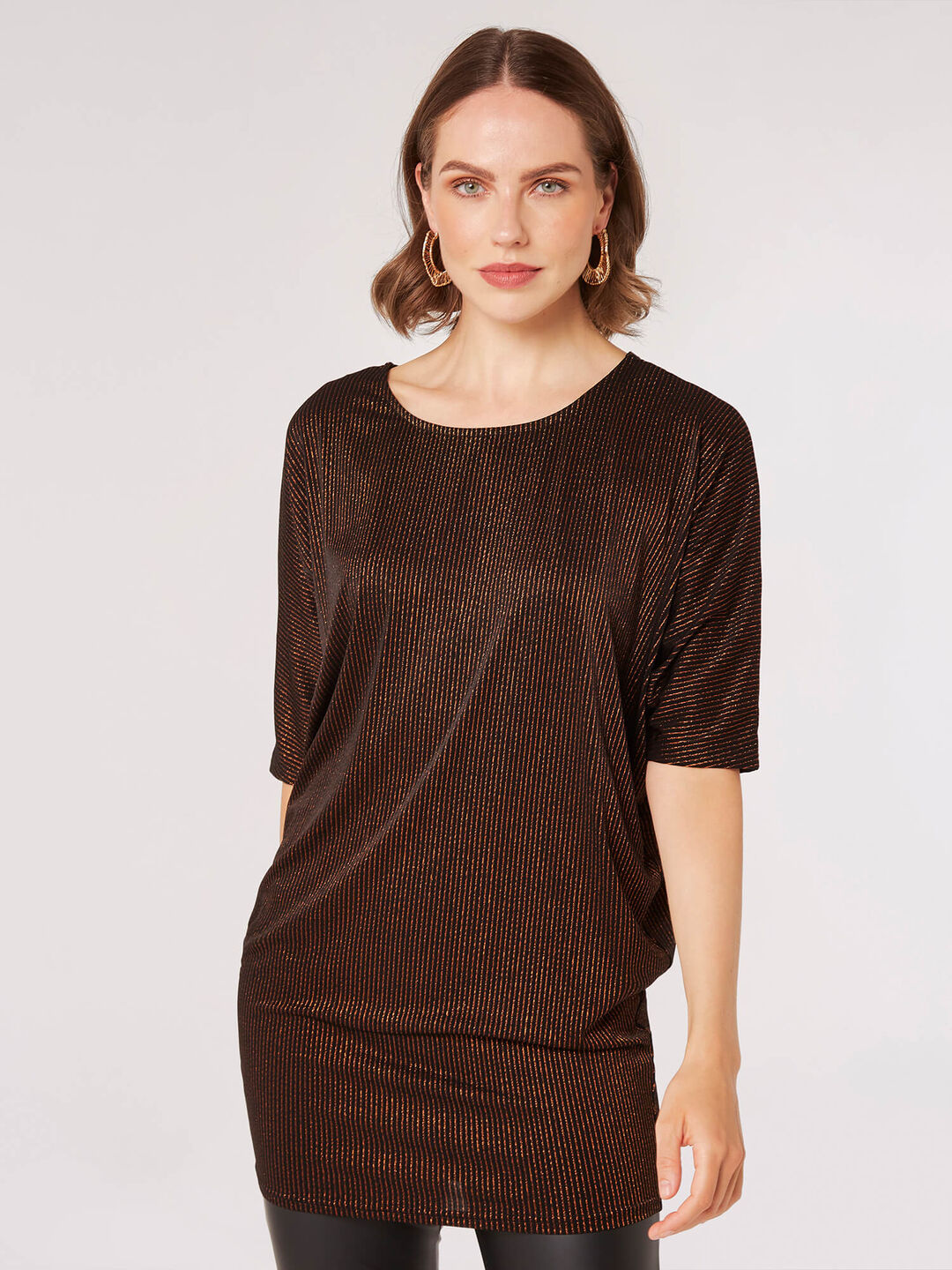 Image of Metallic Stripe Batwing Top
