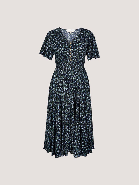 Ditsy Floral Midi Dress, Navy, large