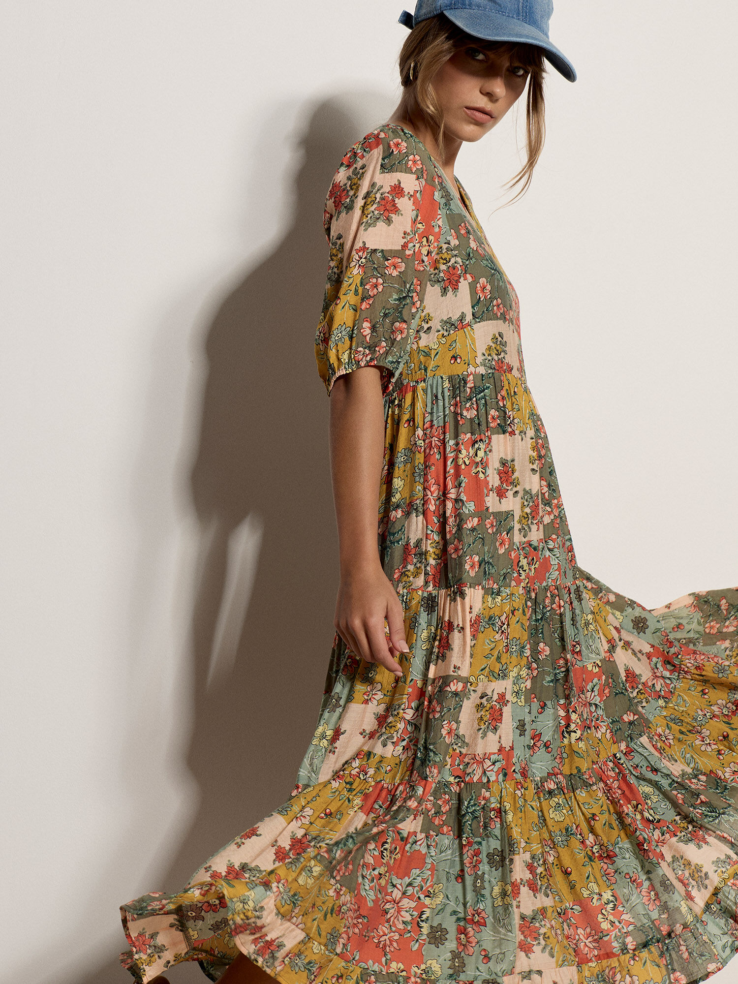 Patchwork Floral Midi Dress | Apricot Clothing