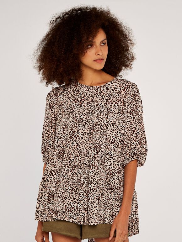 Animal Tiered Top, Cream, large