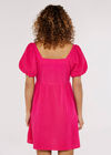 Puff Sleeve Mini Dress, Pink, large