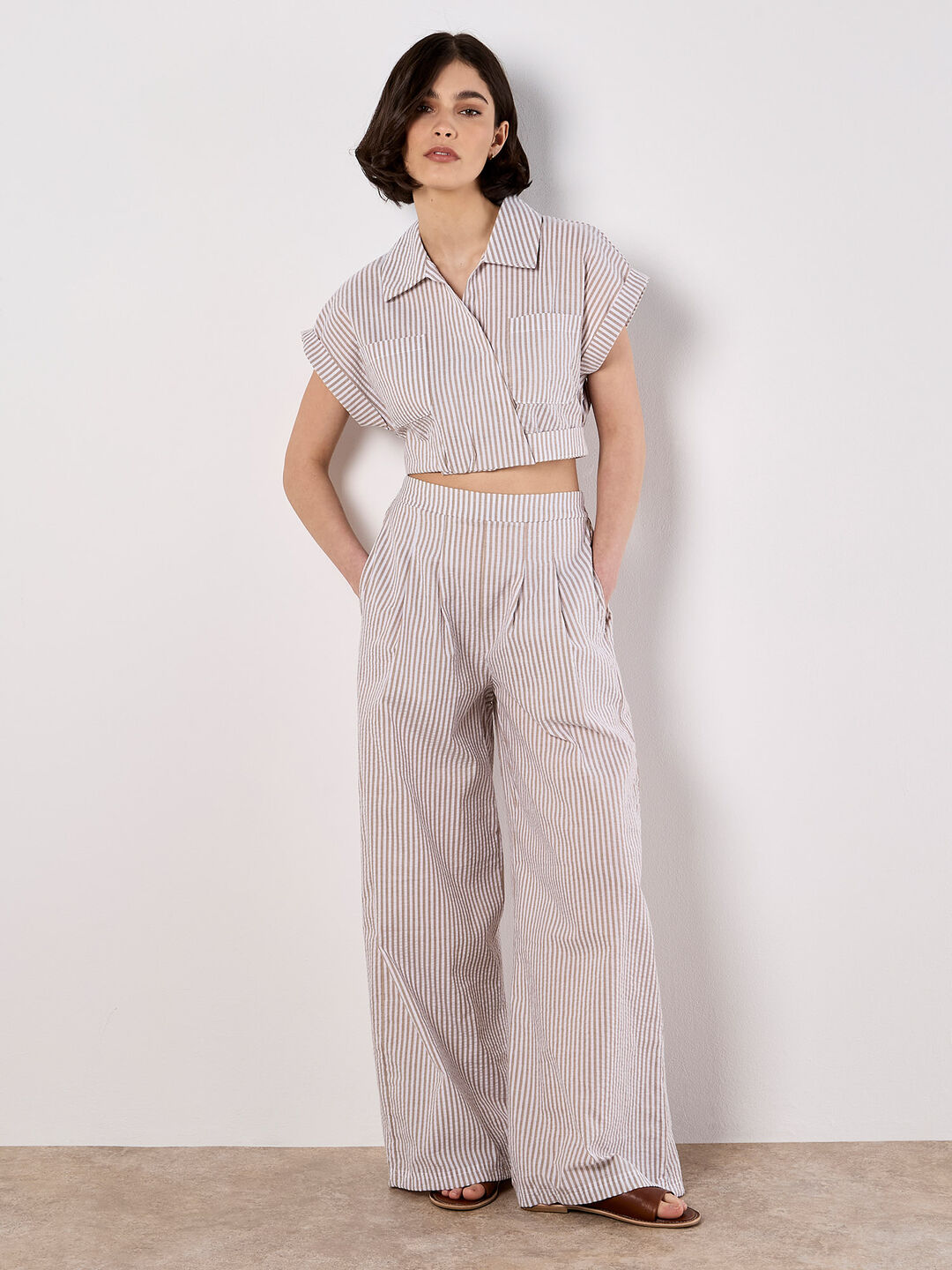 Image of Stripe Crop Top & Trousers Co-ord