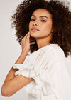 Tulle Sleeve Top, White, large