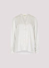 Balloon Sleeve Satin Blouse, White, large