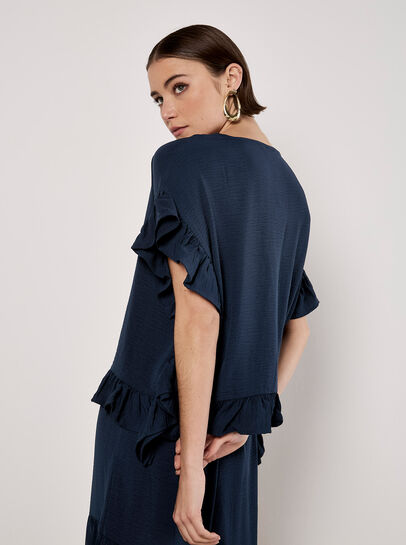 Ruffle Trim Woven Top
