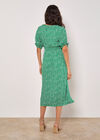 Spot Print Milkmaid Midi Dress, Green, large