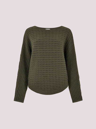 Cable Stripe Batwing Jumper