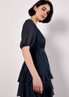 Rhinestone Sparkle Chiffon Mini Dress, Navy, large