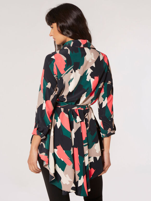 Brushstroke Hanky Hem Mini Dress, Green, large