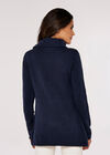 Roll Neck Wrap Jumper, Navy, large