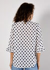 Polka Dot Bell Sleeve Blouse, White, large