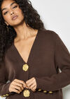 Statement Hammered Buttons Lightweight Cardigan, Brown, large