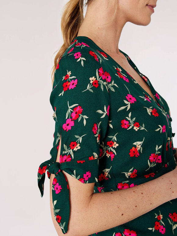 Floral Bow Detail Top, Green, large