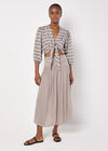 Textured Woven Midi Skirt, Brown, large