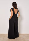 Wide Leg Cotton Jumpsuit, Black, large