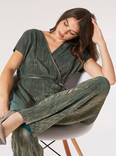 Plisse Metallic Jumpsuit