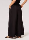 Textured Side Split Palazzo Trousers, Black, large