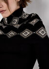 Diamond Border Snood Knitted Mini Dress, Black, large