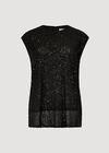 Sleeveless Sequin Top, Black, large