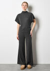 Soft Knit Side Ruched Top, Dark Grey - Charcoal, large