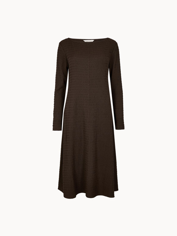 Textured Jersey Midi Dress, Brown, large