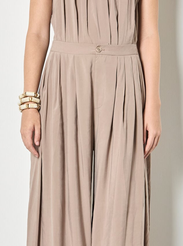 Soft Pleat Wide-Leg Trousers, Stone, large