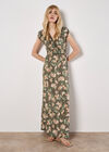 Jasmine Floral Wrap Maxi Dress, Khaki, large