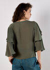 Layered Sleeve Top, Khaki, large