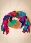 Colour Block Check Square Scarf, Blue, large