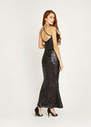 Split Front Sequin Maxi Dress, Black, large