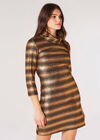 Metallic Stripe Shift Mini Dress, Black, large
