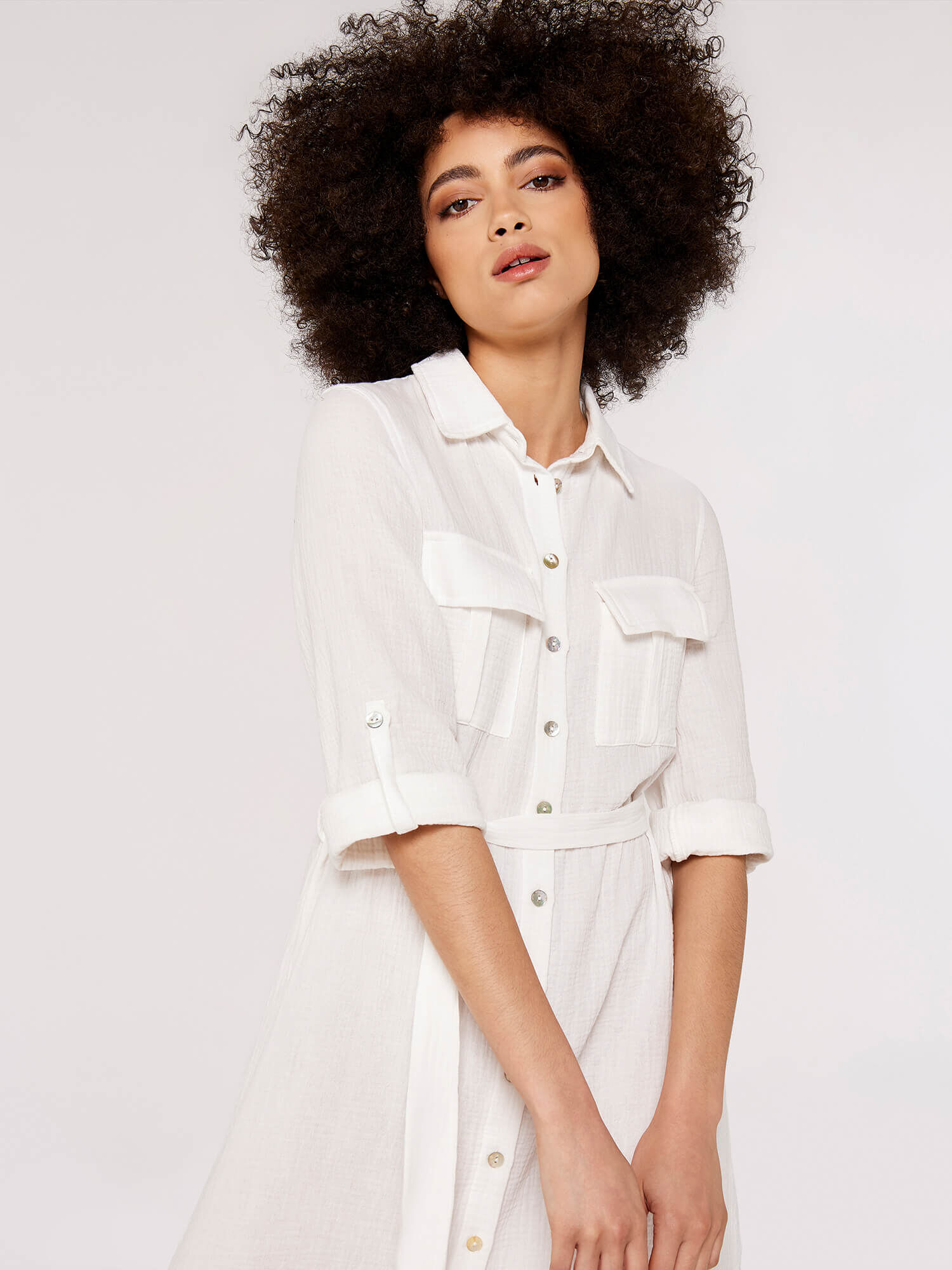 White shirt dress with jumper over clearance