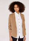 Open Rushed Sleeve Blazer, Stone, large