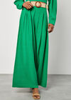 Pleated Palazzo Trousers With Belt, Green, large