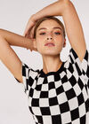 Chequered  Knit Top, Cream, large