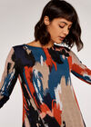 Paint Print Swing Mini Dress, Orange, large