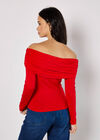 Jersey Bardot Top, Red, large
