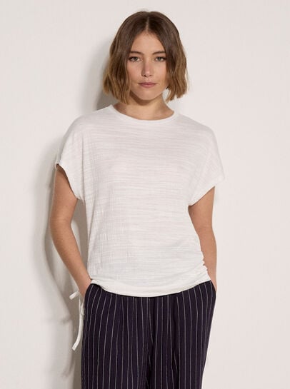 Textured Jersey Side Ruched T-Shirt